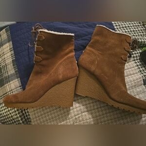 Stylish Michael Michael Kors Women's Rory Wedge Boot Suede, Dark Caramel 8M